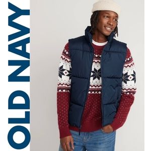 Men's Quilted Puffer Vest, Old Navy, Blue, Small